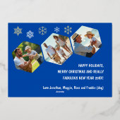 ハッピーホリデー、フォト ネイビーブルー カスタム フォイル カード (裏面)