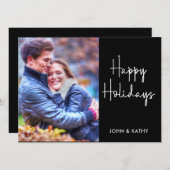 ハッピーホリデー |ブラックフォトカード シーズンカード (正面/裏面)