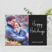 ハッピーホリデー |ブラックフォトカード シーズンカード (スタンド正面)