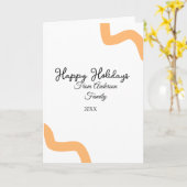 ハッピーホリデー ブラック オレンジ 名前 日付 年 スパイラル カード (黄色い花)