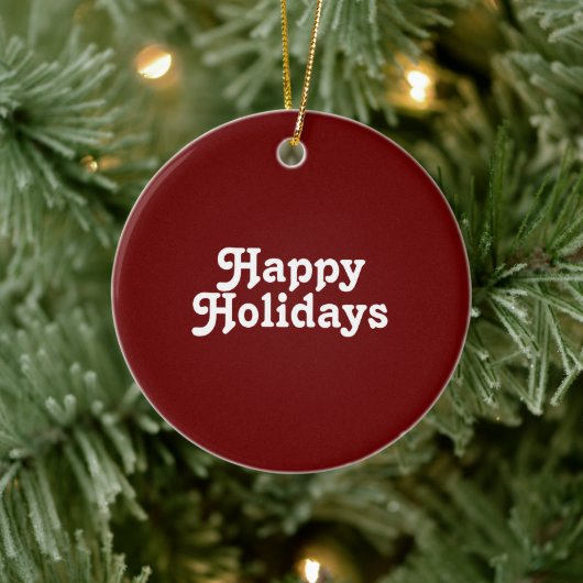 "ハッピーホリデー"ブルゴーニュのマルーン白 セラミックオーナメント (ツリー)