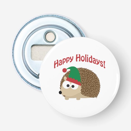 ハッピーホリデー！ヘッジホッグ小妖精や小人 栓抜き (正面)