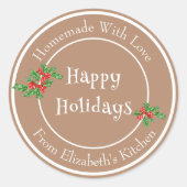 ハッピーホリデー ベーキング ギフト ブラウン 編集可能 ラウンドシール (正面)