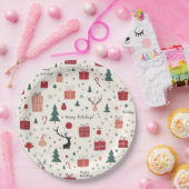 ハッピーホリデー ペーパープレート (パーティー)