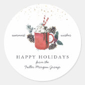 ハッピーホリデー |ホックラシックトチョコレートクリスマス ラウンドシール (正面)