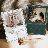 ハッピーホリデー ミニマリストクリスマスカード ゴールド 招待状