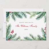 ハッピーホリデー ミニマリスト水彩グリーン シーズンカード (正面)