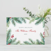 ハッピーホリデー ミニマリスト水彩グリーン シーズンカード (スタンド正面)