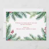 ハッピーホリデー ミニマリスト水彩グリーン シーズンカード (裏面)