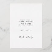 ハッピーホリデー ミニマリスト スクリプト フォト ローズゴールド 箔シーズンカード (裏面)