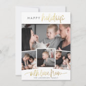 ハッピーホリデー |ミニマル金ゴールド4 Photo Collage シーズンカード (正面)
