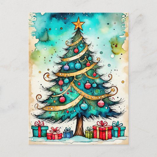 ハッピーホリデー – メリークリスマス,みんなで ポストカード (正面)