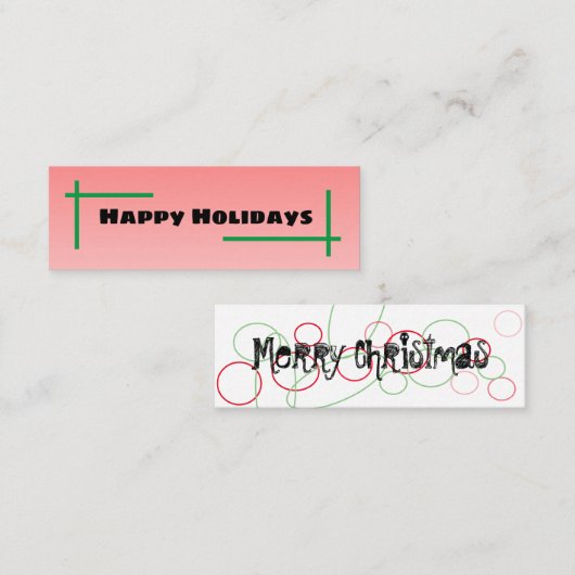 ハッピーホリデー/メリークリスマス スキニー名刺 (正面/裏面)