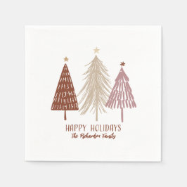 ハッピーホリデー メリークリスマス フェスティブツリー おしゃれ スタンダードカクテルナプキン