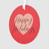 ハッピーホリデー メリークリスマス ホリデーシーズン ハート オーナメント (正面)