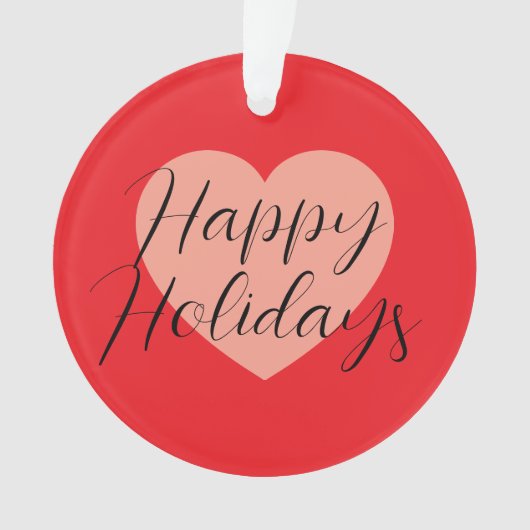 ハッピーホリデー メリークリスマス ホリデーシーズン ハート オーナメント (正面)