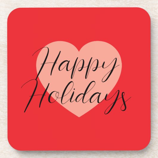 ハッピーホリデー メリークリスマス ホリデーシーズン ハート コースター (正面)