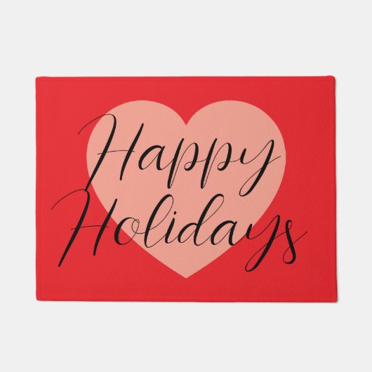 ハッピーホリデー メリークリスマス ホリデーシーズン ハート ドアマット (正面)
