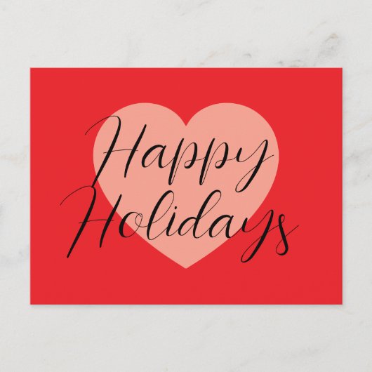 ハッピーホリデー メリークリスマス ホリデーシーズン ハート ポストカード (正面)