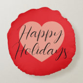 ハッピーホリデー メリークリスマス 休暇シーズン 心 ラウンドクッション (裏面)