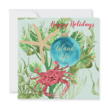 ハッピーホリデー レッドカニ コーストアル スクエア グリーティング