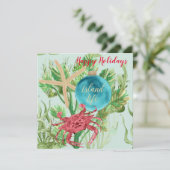 ハッピーホリデー レッドクラブ コーストアル スクエア グリーティング カード (スタンド正面)