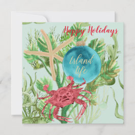 ハッピーホリデー レッドクラブ コーストアル スクエア グリーティング カード