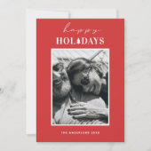 ハッピーホリデー | レッドミニマリストのクリスマスフォト シーズンカード (正面)