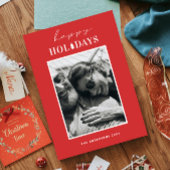 ハッピーホリデー | レッドミニマリストのクリスマスフォト シーズンカード