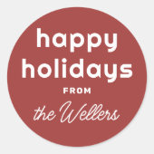 ハッピーホリデー | レトロよくはしゃぐスクリプト ラウンドシール (正面)