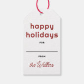 ハッピーホリデー | レトロよくはしゃぐタイポグラフィ ギフトタグ (正面)