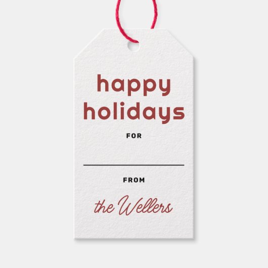 ハッピーホリデー | レトロよくはしゃぐタイポグラフィ ギフトタグ (正面)