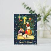 ハッピーホリデー。ヴィンテージおもしろいネズミ ポストカード (スタンド正面)