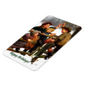 ハッピーホリデー。ヴィンテージアートのクリスマスプレゼント マグネット (左側)