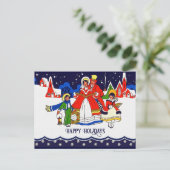 ハッピーホリデー。ヴィンテージクリスマスキャロラー シーズンポストカード (スタンド正面)