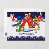 ハッピーホリデー。ヴィンテージクリスマスキャロラー シーズンポストカード (正面/裏面)