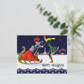 ハッピーホリデー。ヴィンテージクリスマスシーン シーズンポストカード (スタンド正面)