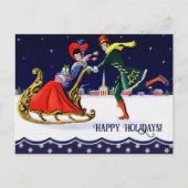 ハッピーホリデー。ヴィンテージクリスマスシーン シーズンポストカード (正面)