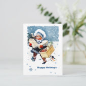 ハッピーホリデー。ヴィンテージクリスマスシーン シーズンポストカード (スタンド正面)