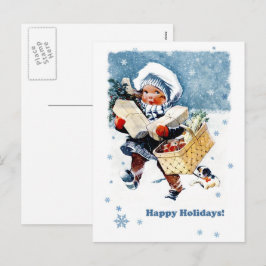 ハッピーホリデー。ヴィンテージクリスマスシーン シーズンポストカード