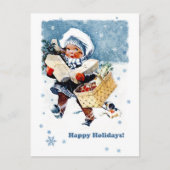 ハッピーホリデー。ヴィンテージクリスマスシーン シーズンポストカード (正面)