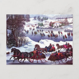 ハッピーホリデー。ヴィンテージ冬のシーンカード シーズンポストカード