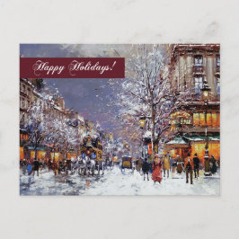 ハッピーホリデー。ヴィンテージ冬のパリの風景 シーズンポストカード