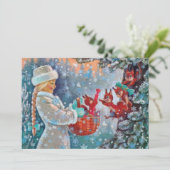 ハッピーホリデー |ヴィンテージ冬の女の子&リス (スタンド正面)