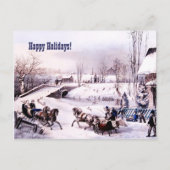 ハッピーホリデー。ヴィンテージ冬の景色 シーズンポストカード (正面)