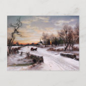 ハッピーホリデー。ヴィンテージ冬の景色 シーズンポストカード (正面)