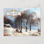 ハッピーホリデー。ヴィンテージ冬季のクリスマス シーズンポストカード (正面)