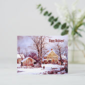 ハッピーホリデー。ヴィンテージ農場の冬のシーン シーズンポストカード (スタンド正面)