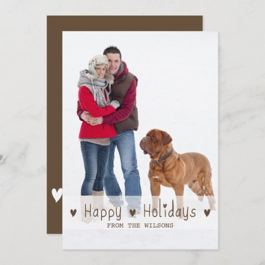 ハッピーホリデー | 休日のフォトカード シーズンカード (正面/裏面)