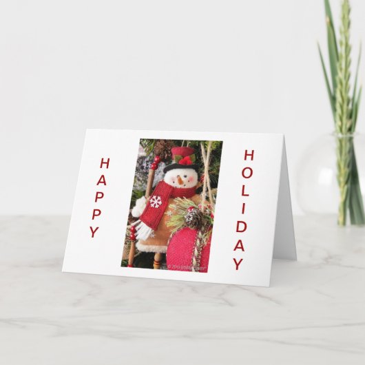 ハッピーホリデー – 個人/ビジネス雪だるまグリーティング シーズンカード (正面)